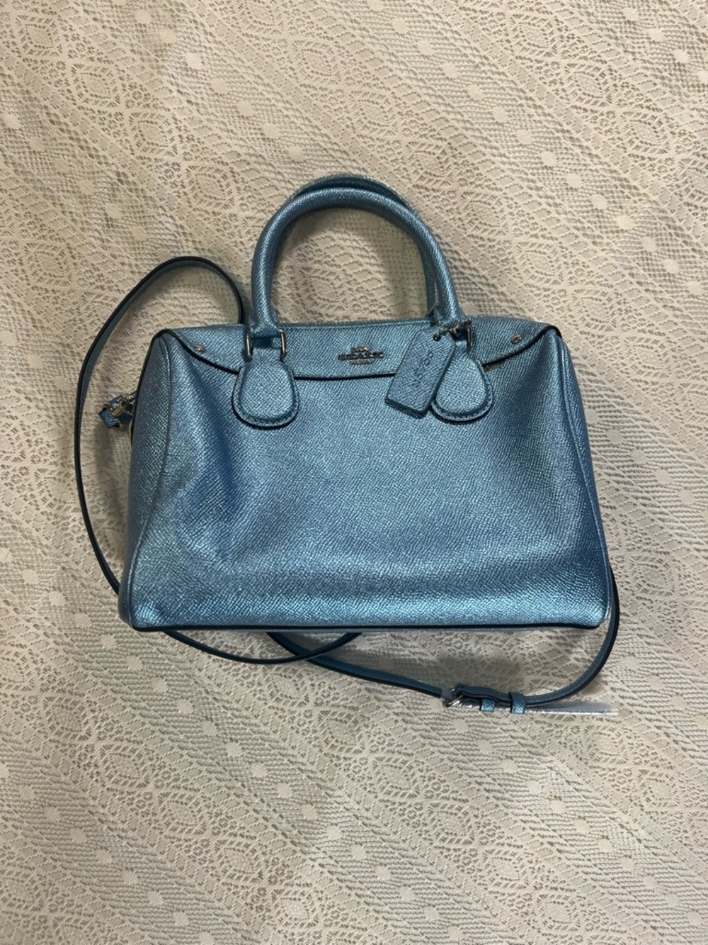 Metallic Blue Women's Satchel Handbag